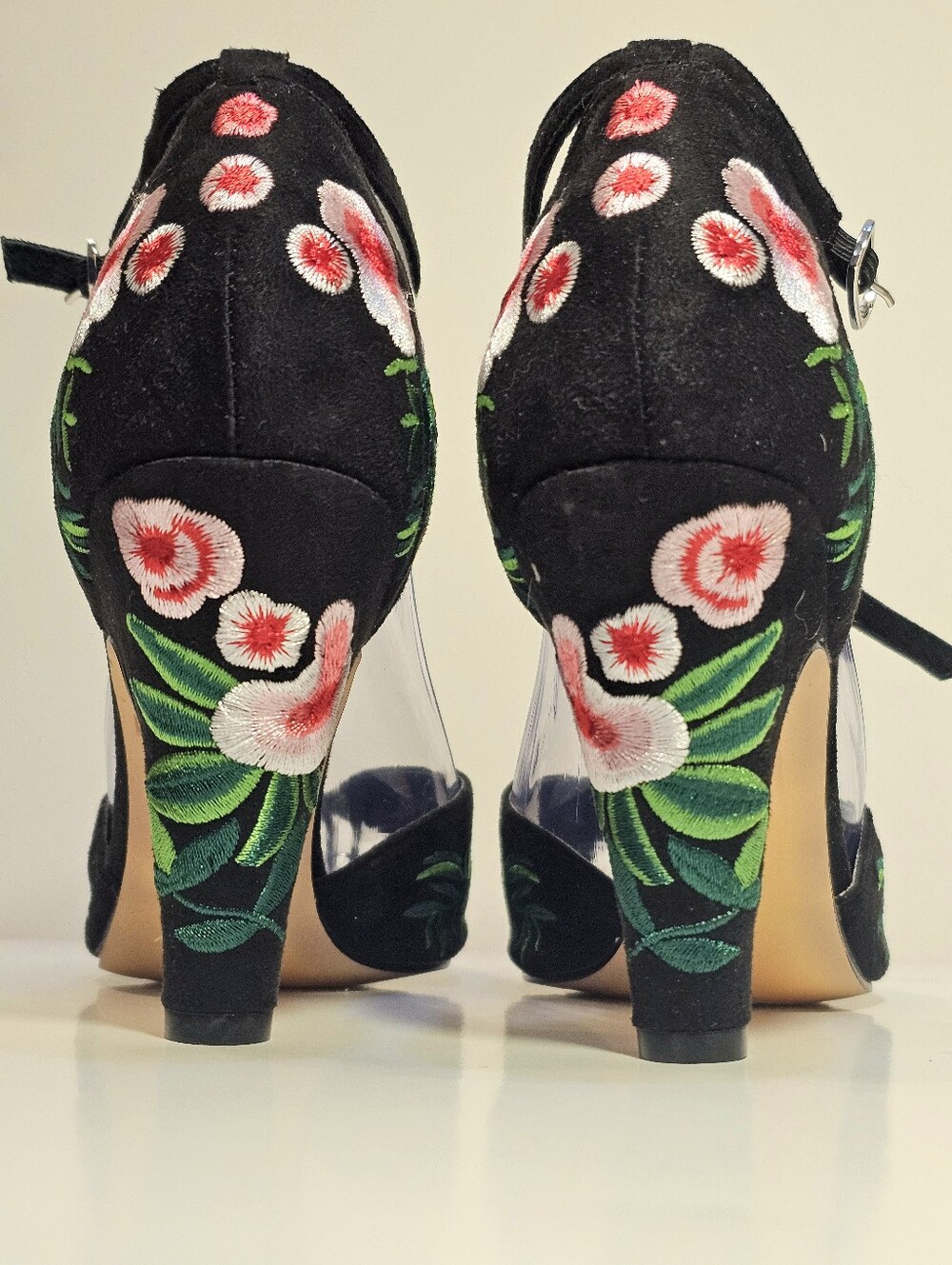 Chelsea Crew Black Embroidered Floral Ankle-Strap Heels WOW 😍NEW